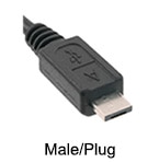 Image of male/plug USB Type Micro A connector